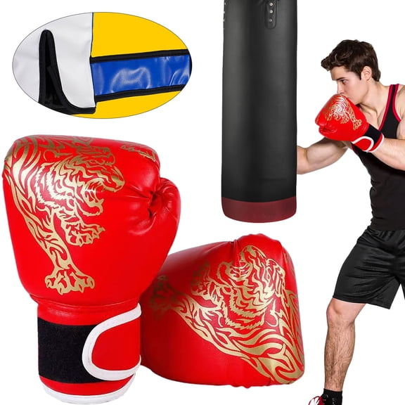 Boxing Gloves for Adults - Punching Bag Training & Fight Gloves with Shock-Absorbing Padding, Adjustable Wrist Strap, Breathable Inner for Gym and Home Workouts