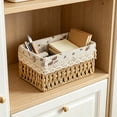 thumbnail image 2 of Kieccall Small Lined Woven Storage Basket Household Desktop Organization Bin Gift, 2 of 6
