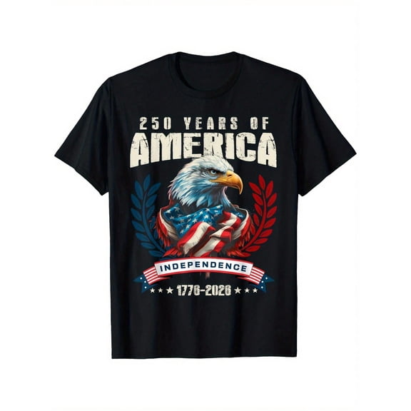 Patriotic American Bald Eagle 250 Years of America Independence 1776-2026 Men's Graphic T-Shirt