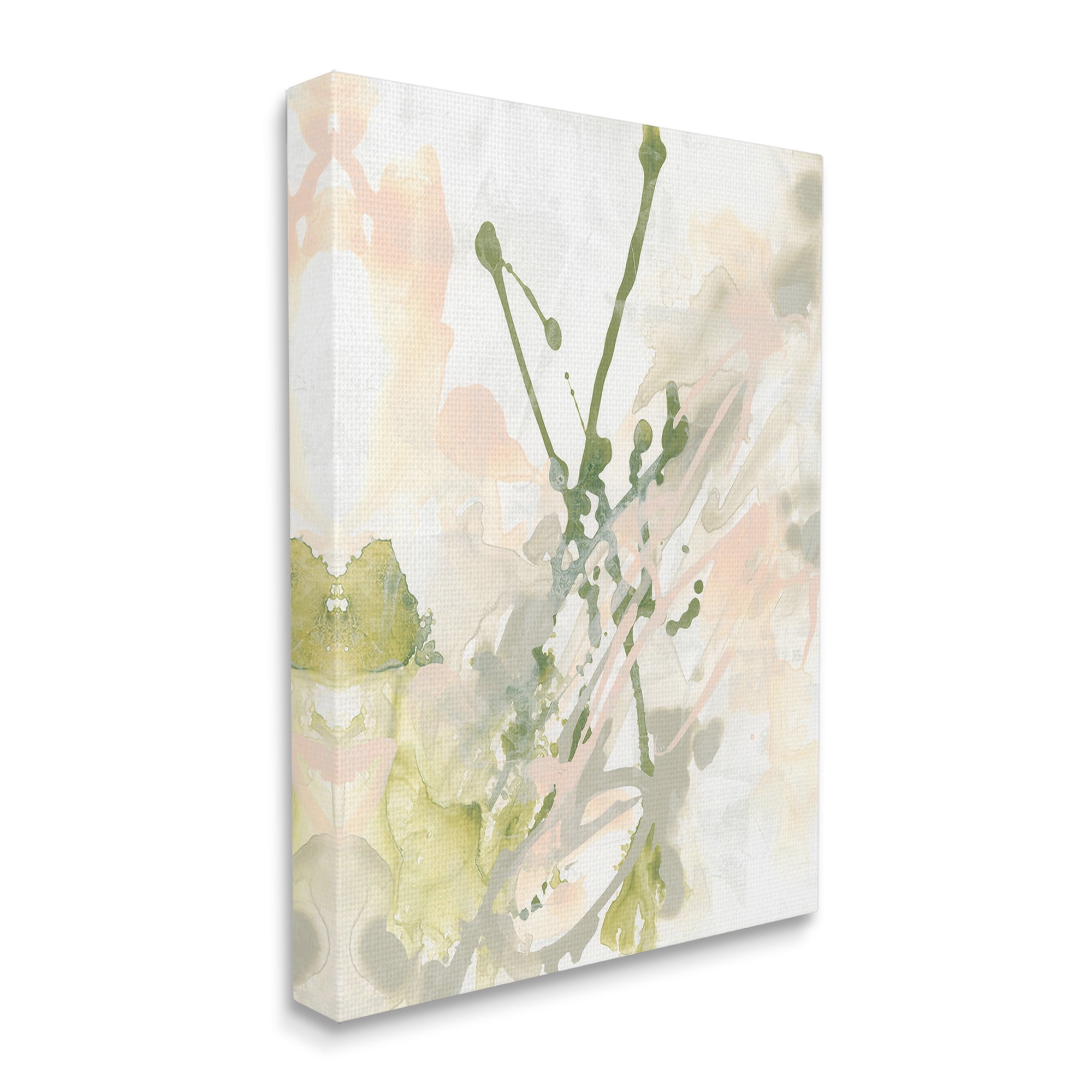 Stupell Industries Green Abstract Splatter Abstract Painting Gallery Wrapped Canvas Art Print Wall Art, 30 x 40