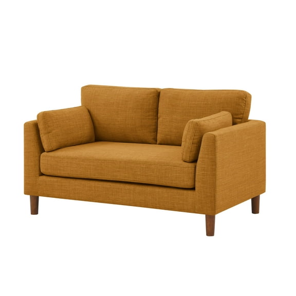 Aukfa 57" Modern Sofa, Minimalist Loveseat for Living Room, 2-Seater Couch w/ Plush Cushions, Orange