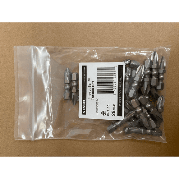 Vessel Tools Impact Ball Torsion Bits PH2X30 25PC (Bulk)