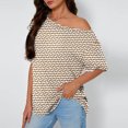 thumbnail image 2 of Tops de Manga Corta para las Mujeres Cuello Inclinado de Ajuste Suelto Casual Blusa Deportiva para el Hogar, Top de Poliéster Relajado para Primavera Verano Diario Y Entretenimiento, 2 of 6