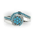 thumbnail image 2 of 0.45 ct Brilliant Round Cut Turquoise 14k White Gold Solitaire with Accents Engagement Bridal Wedding Ring Band Set size 9.5, 2 of 7