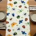 thumbnail image 5 of Table Runners 70 Inches Long Dress Scarves, Spring Butterfly Dragonfly Farmhouse Coffee/Dining/Kitchen Table Decor, Holiday Table Runner, Beige Botanical Floral Rustic 13x70 Inch, 5 of 9