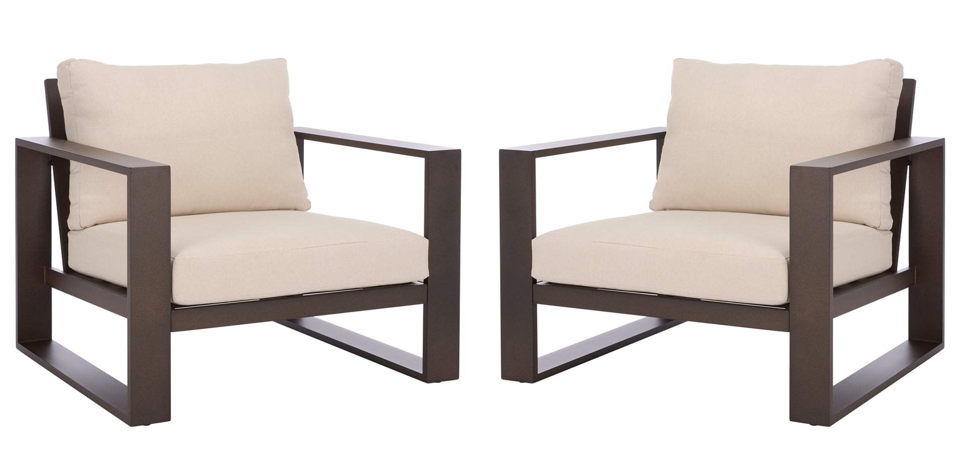 Safavieh Fash Scandinavian Metal and Fabric Armchair, Brown/Taupe, Set of 2