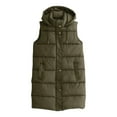 Women Warm Keeping Long Gilet Solid Colour Sleeveless Zipper Puffer