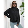 thumbnail image 2 of Women'S Turtle Neck Long Sleeve Knitted Cardigan Autumn and Winter Loose Knitted Cardigan with Zipper Black S, 2 of 7