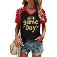 thumbnail image 4 of Uootdi Womens V Neck Tees Game Day Football Print Short Sleeve Shirts Game Days Tailgates Sports Gatherings Blouses Tops Gift, 4 of 6