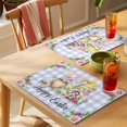 thumbnail image 4 of Easter Placemats Set of 8 Watercolor Gnomes Eggs Daisy Flower Light Purple Plaid Place Mats Indoor Wipeable Table Mats Washable Dining Table Placemats for Kitchen Holiday Party Home Decor 13x19 Inch, 4 of 9