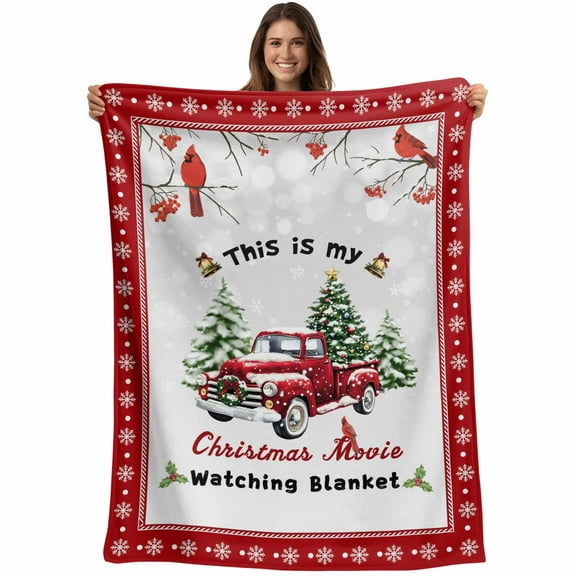 This Is My Christmas Movie Watching Blankets Throw Blankets, Soft Fleece Blanket Decorative for Home Sofa Couch Chair Living Bedroom, 40x50 inches,