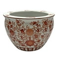 thumbnail image 2 of Oriental Fish Bowl Red Coral Pattern (10"Dia - 8"H, Base 6.5"Dia, Opening 8"Dia) - Oriental Furniture Warehouse, 2 of 4