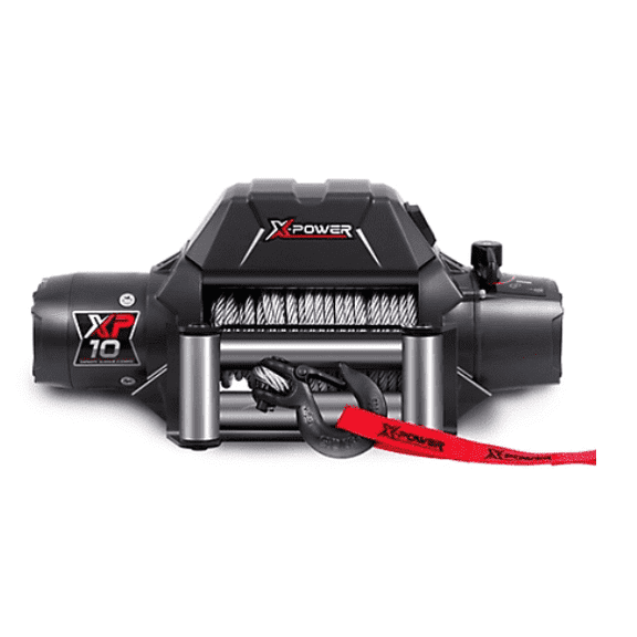 XPOWER 10,000 lbs Waterproof Electric Winch with Integrated Steel Cable, Powerful 12V DC Electric Motor Heavy-Duty Winch Ideal for Off-Road Recovery Trucks
