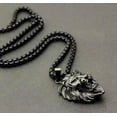 thumbnail image 3 of QQTDFG Fashion Stainless steel Men's Casting Lion Pendant Necklace Box Chain Jewelry-Black, 3 of 3