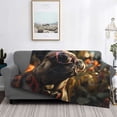 thumbnail image 2 of Yiaed Pug Wearing Sunglasses Flowers Print Blanket Throw Blanket Soft Cozy Flannel Blanket for Home Bed Sofa Couch Chair-50"x40", 2 of 6