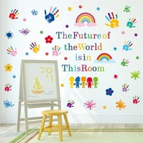 86 Pcs Colorful Handprints Splash Rainbow Decals Removable Multi-color Wall Stickers Vinyl Peel and Stick Classroom Children's room Kids Playroom Decor