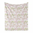 thumbnail image 1 of Plant Watercolor Soft Flannel Fleece Throw Blanket, Blooming Cherry Japanese Sakura in Soft Rose, Cozy Plush for Indoor and Outdoor Use, 60" x 80", Baby Pink Fawn, by Ambesonne, 1 of 5