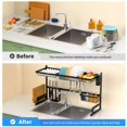 thumbnail image 3 of Over The Sink Dish Drying Rack, Adjustable 2-tier Stainless Steel Kitchen Tableware and Knife Organizers for Kitchen Counter, Space Saver Storage Organizer (32≤ Sink Size ≤ 39.5 inch), 3 of 9