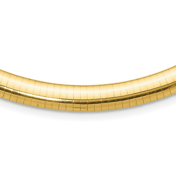 14K Yellow Gold Omega Chain Necklace 8 mm Lightweight Domed 16 inch