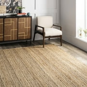 nuLOOM Rigo Hand Woven Farmhouse Jute Area Rug, 5 x 8, Natural
