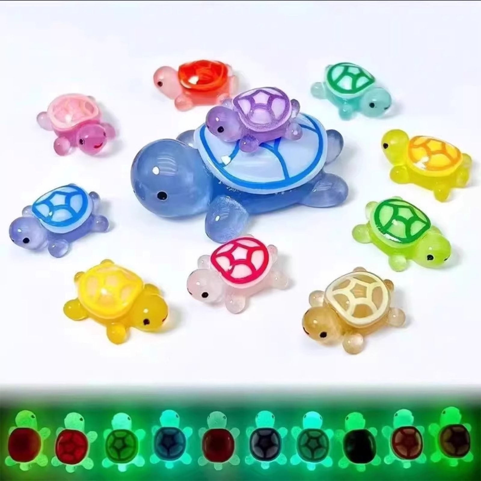 Mini Resin Turtle Figurine Cute Tiny Turtle Statue Mini Sea Creatures Tortoise Miniature Resin Animals for DIY Garden Decoration Cake Home Decor 100pcs