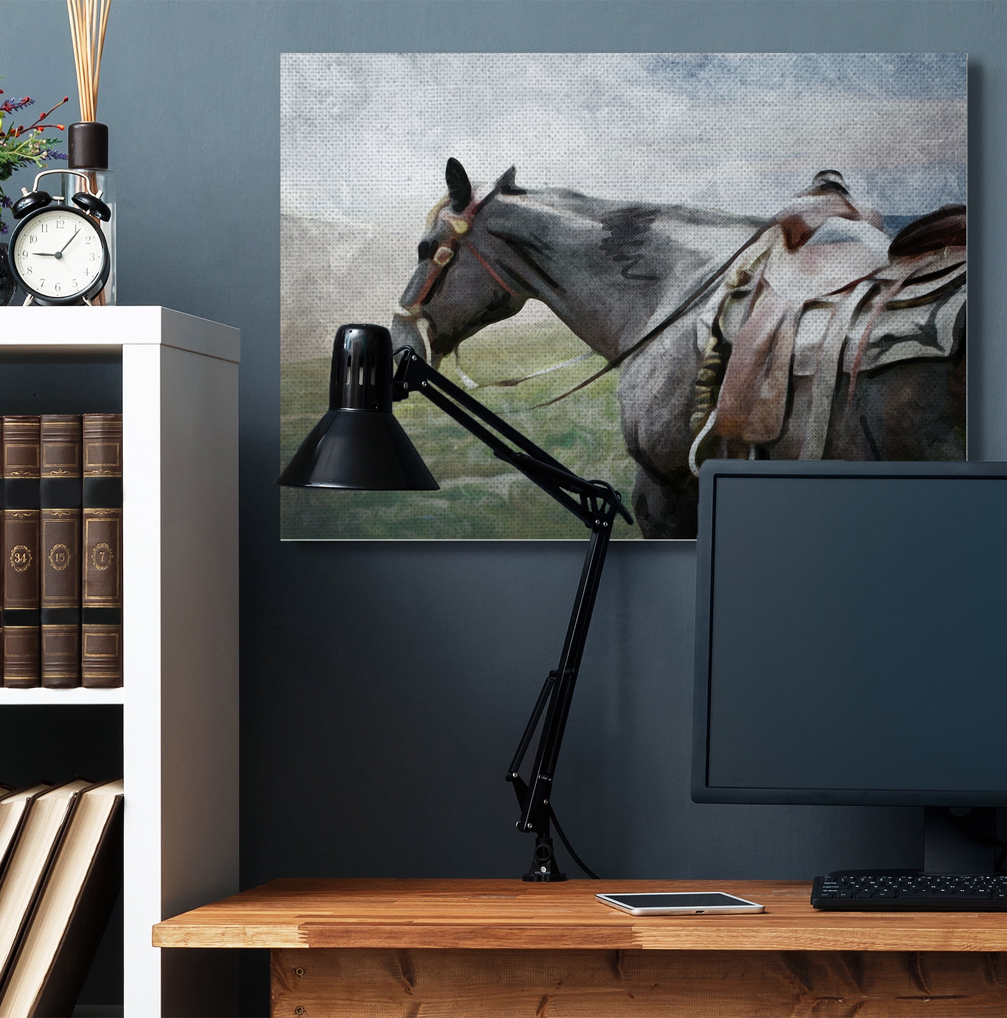 Stupell Home Décor Horse Riding Farm Landscape Animal Painting Canvas Wall Art by Milli Villa