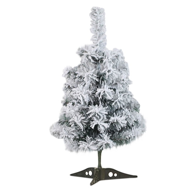 A White Flocked Pvc Christmas Tree With Snow Velvet, Realistic Snowy Pine For Home Shop Window Decoration, Holiday Display