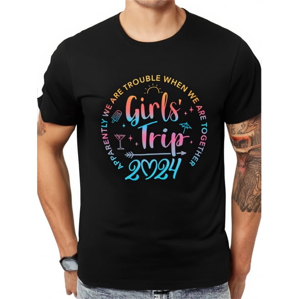 Camiseta deportiva cómoda con estampado "Girls Trip 2024", manga corta y cuello redondo, para mujer, ideal para adultos, hombres, mujeres, adolescentes y jóvenes.