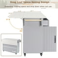 thumbnail image 3 of Aukfa Rolling Kitchen Island Table on Wheels with Drop Leaf & Trash Can, Storage Cabinet, Gray, 3 of 8