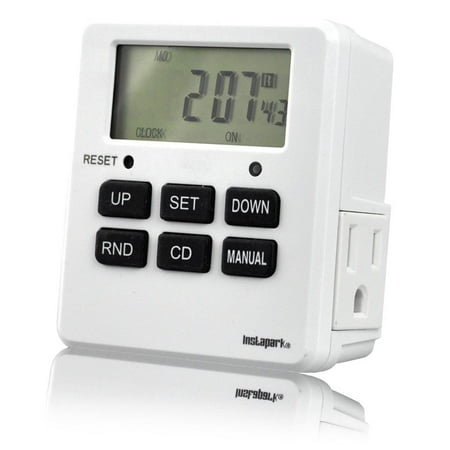 - Digital Programmable Timer TUE-19 with 7 Day, Dual Outlet, 3 Prong socket plug in for Heavy Duty, Indoor Use | 1 Pack | Instapark®