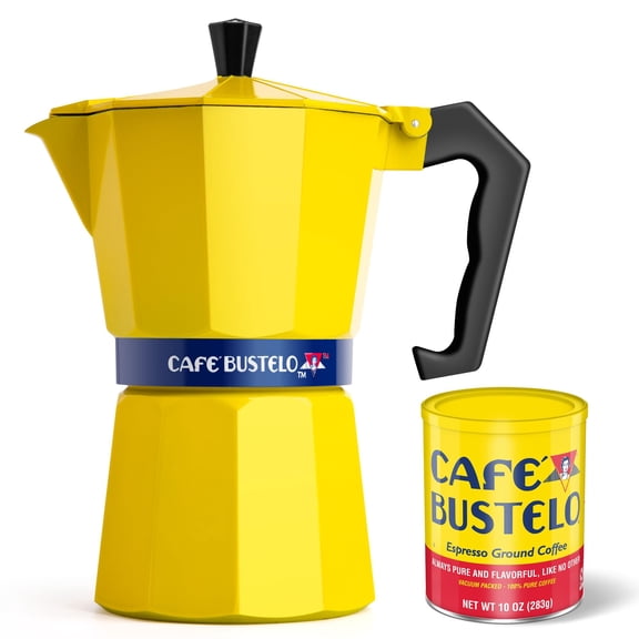 Yellow Stovetop Moka Pot Coffee Maker 6 Cup Aluminum Espresso Percolator