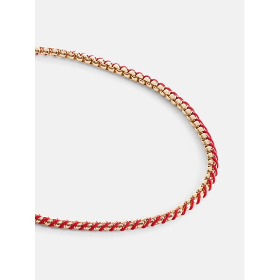 Free Assembly Women's Gold-Tone and Red Cord Chain Necklace, 16" 3" Extender
