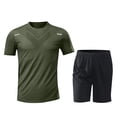thumbnail image 6 of Dianli Men’s Ice Feel Summer Sports Set, Short Sleeve Breathable Quick-Dry Two-Piece Running Workout Outfit, Casual Comfortable Activewear for Fitness, Training, or Gym Pink M, 6 of 10