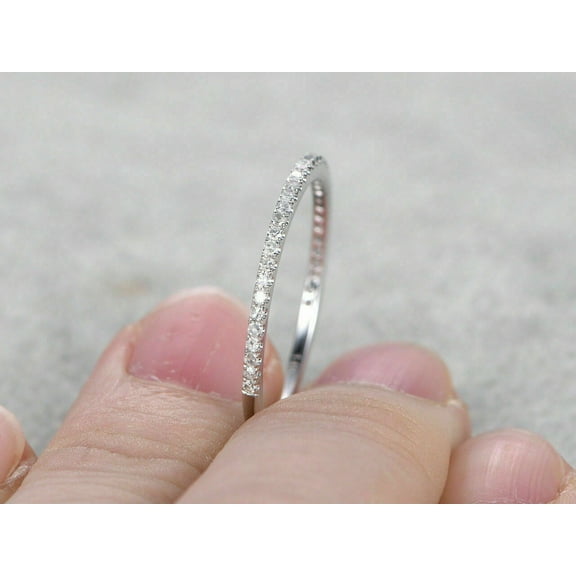 1Ct Rd Lab Created Diamond Half Eternity Wedding Band Ring 14k White Gold Plated