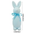 thumbnail image 2 of Easter Flocked Bow Standing Bunny Figurine - Festive Soft Fuzzy Rabbit Decor with Bow, Cute Standing Bunny Statue for Home Tabletop Shelf Mantel, Spring Holiday Decoration, 2.55*8.66in, Light Blue, 2 of 8