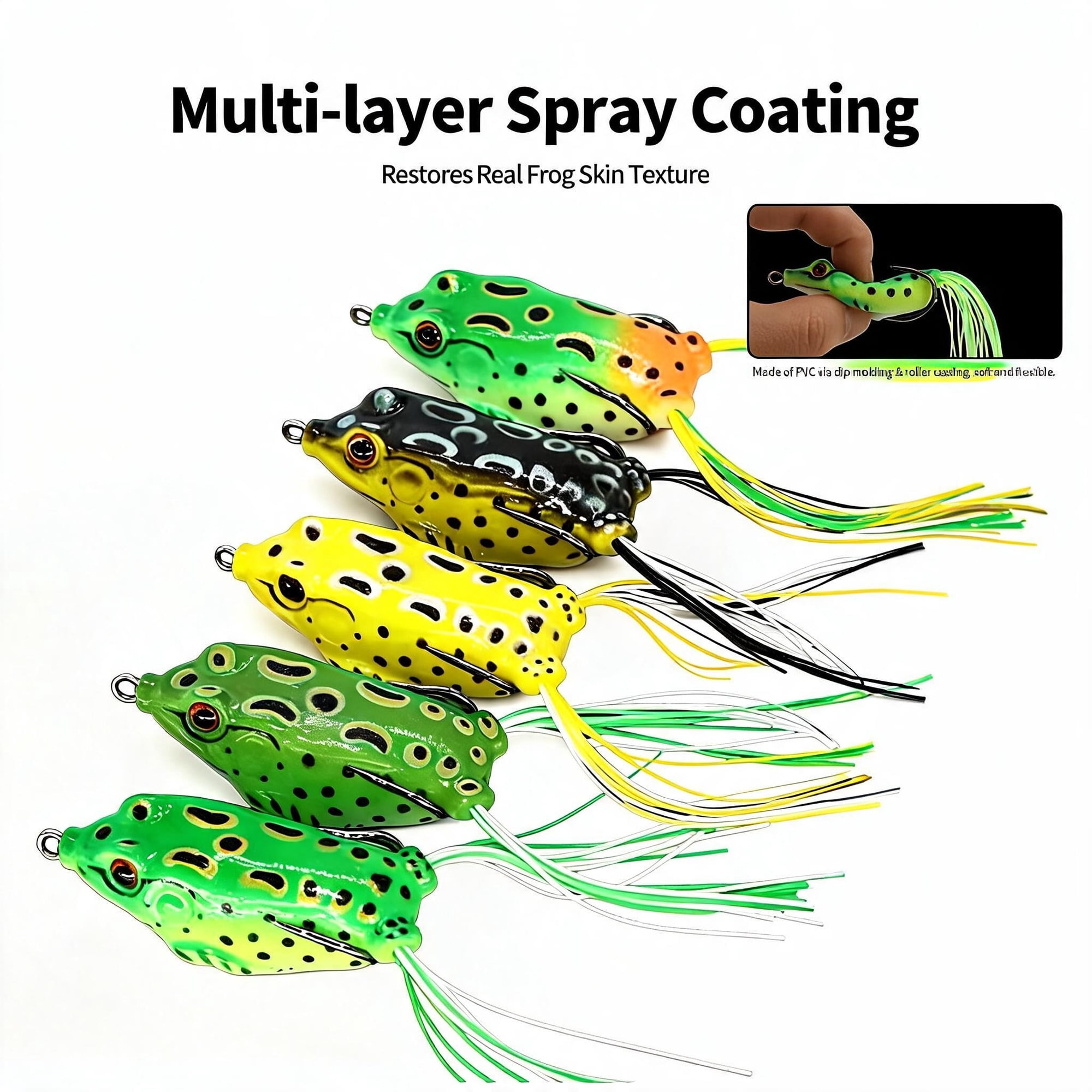 Top Water Frog Lures 5 Pack Soft Plastic Topwater Fishing Lures with Weedless Design Artificial Frog Bait for Bass Freshwater Fishing