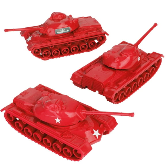 TimMee Tanques de juguete para hombres del ejército de plástico - Rojo WW2 3 piezas - Hecho en EE. UU.