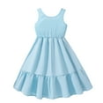 thumbnail image 4 of uublik Tween Princess Dress Size 8-12 Sleeveless Loose Flowy Tiered Casual Holiday Dresses Sky Blue, 4 of 5
