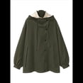 thumbnail image 1 of Gabardina con Capucha para Mujer, Chaqueta con Solapa y Botones, Cortavientos de Longitud Media con Bloques de Color Verde XXXL, 1 of 6