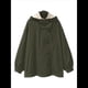 thumbnail image 1 of Gabardina con Capucha para Mujer, Chaqueta con Solapa y Botones, Cortavientos de Longitud Media con Bloques de Color Verde M, 1 of 6