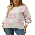 thumbnail image 1 of Ladies‘ Loose Knit Pullovers with Long Sleeves and Drop Shoulders in Floral Design, 1 of 9