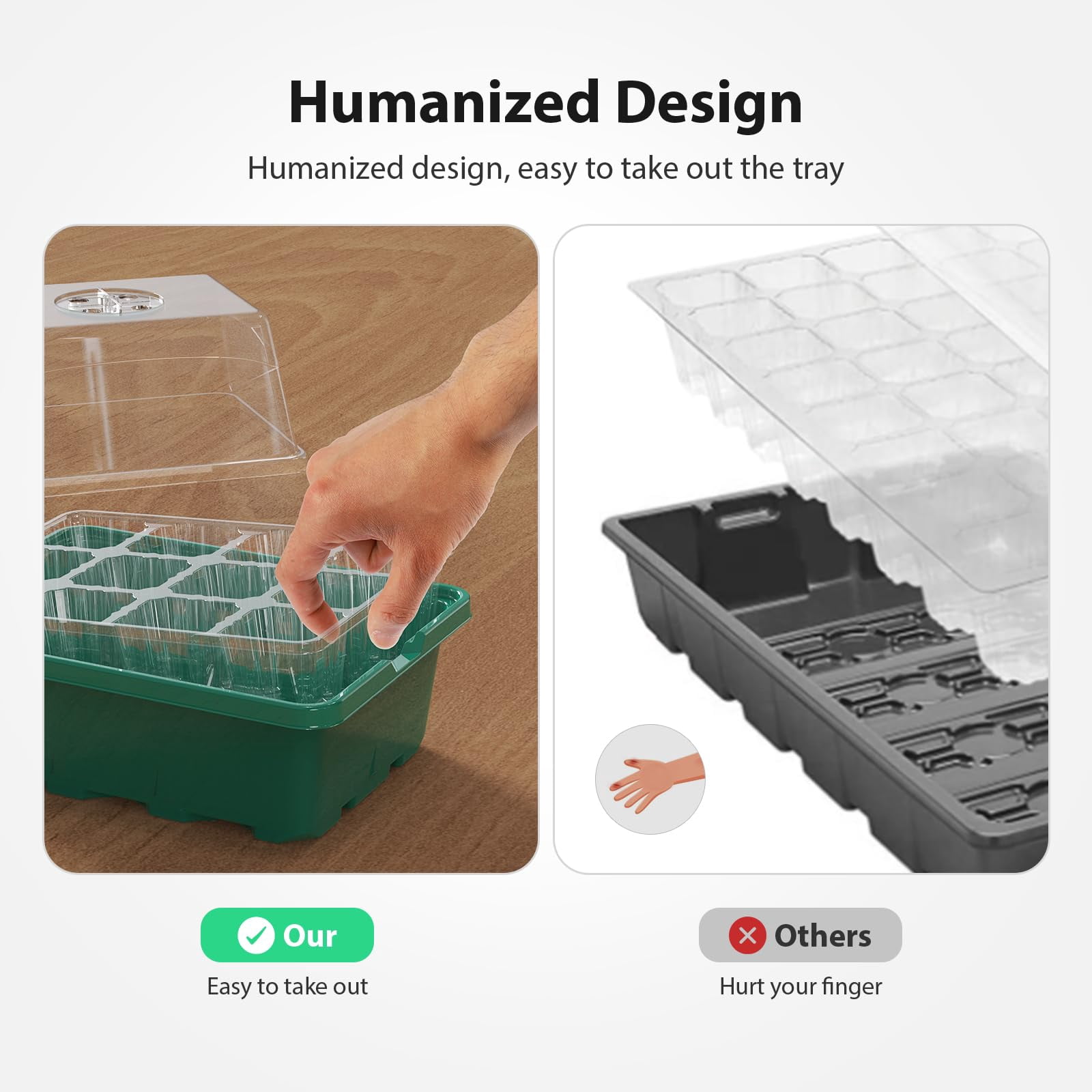 Seed Starter Tray,with Heightened Lids,Indoor Gardening Plant Germination Trays (12 Cells) 10PCS