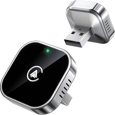 2-in-1 Wireless CarPlay Adapter for IPhone & Android Auto, Plug & Play CarPlay Dongle Converts Wired to Wireless, Fast Auto-Connect, No Delay, Mini Size with w/USB-C Port