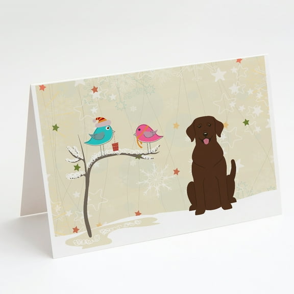 Christmas Presents between Friends Labrador Retriever - Chocolate Greeting Cards and Envelopes Pack of 8