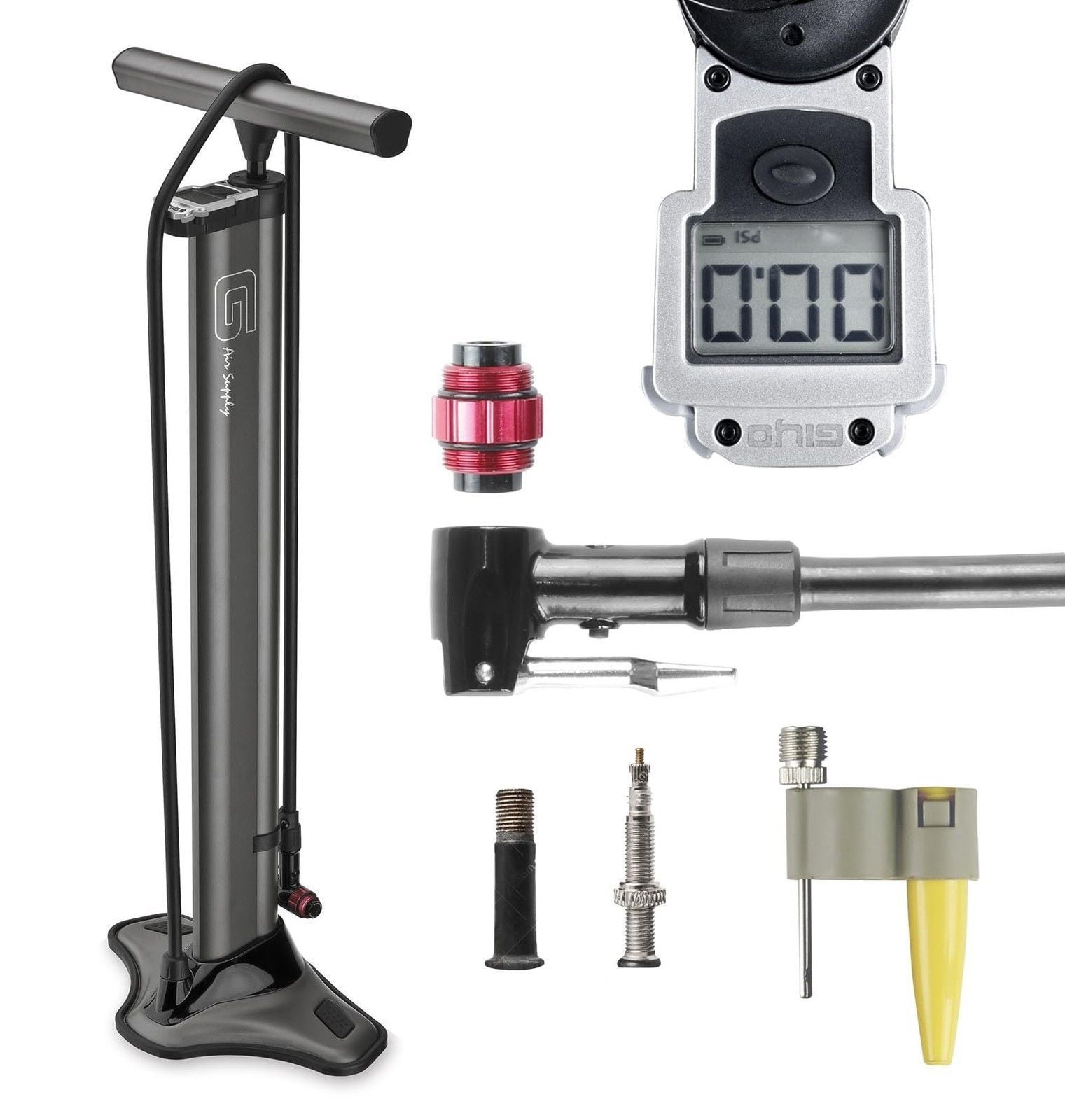GIYO High Pressure Bicycle TOP Mounted Digital Gauge Floor Pump 180 PSI by Giyo
