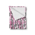 thumbnail image 2 of Geometric Soft Flannel Fleece Blanket, Sixties Inspired Wavy Lines Vibrant Image Curved Stripes Funky Pattern, Cozy Plush for Indoor and Outdoor Use, 50" x 70", Hot Pink White Black, by Ambesonne, 2 of 6
