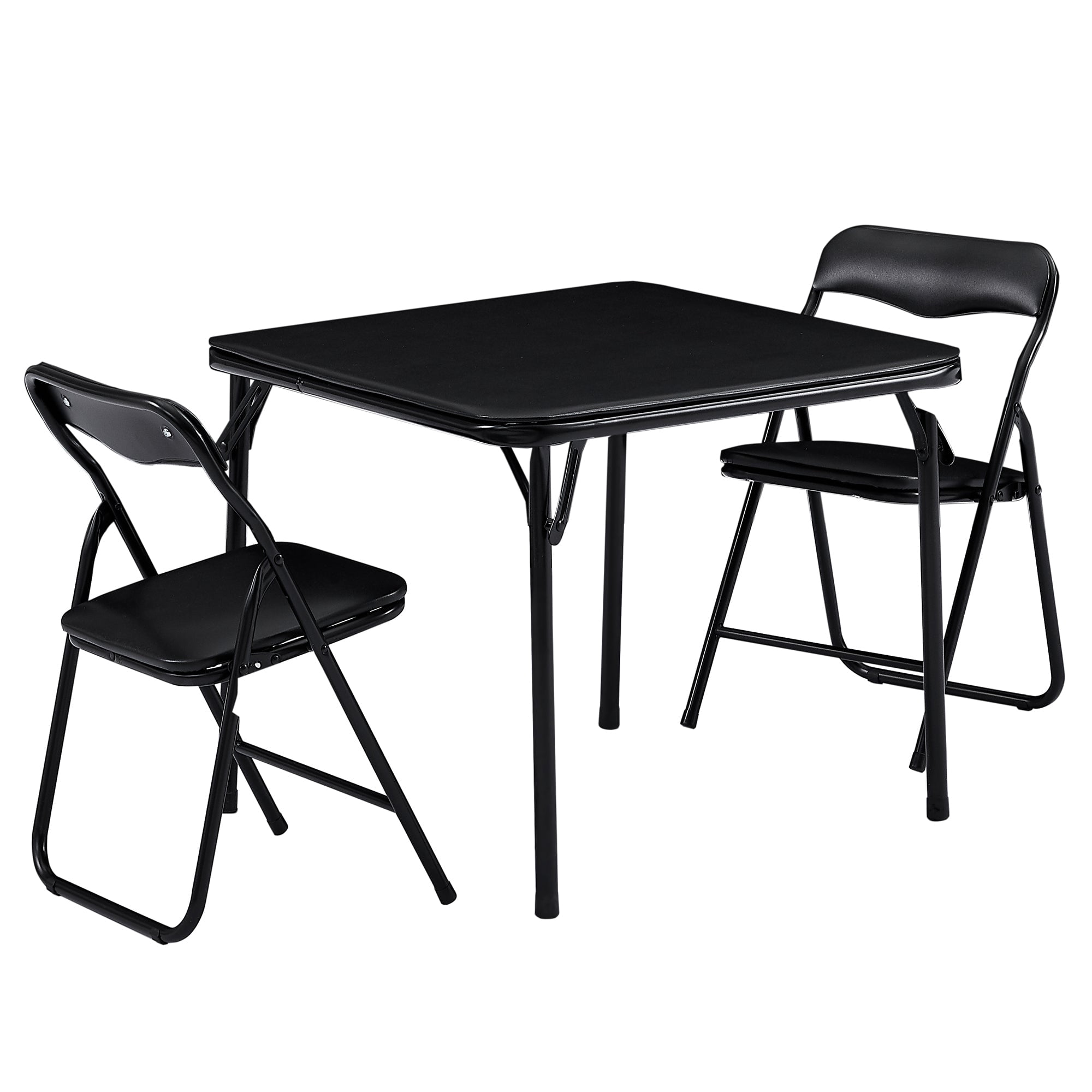 VECELO Kids 3-Piece Folding Activity Table and 2 Chairs Set, Black