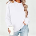 thumbnail image 4 of Vrorvz Womens Sweatshirt Crew Neck Long Sleeve Tops Solid Color Loose Casual Sweatshirts Pullover Top, 4 of 5