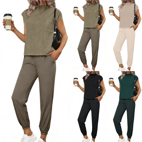 Women's 2 Piece Casual Outfit Long Sleeve Top and Pants Set