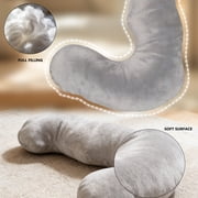 Seahorse Contoured Support Pillow, Soft Gray - Full-Body Pillow for Pregnancy, Back Pain Relief and Relaxation
